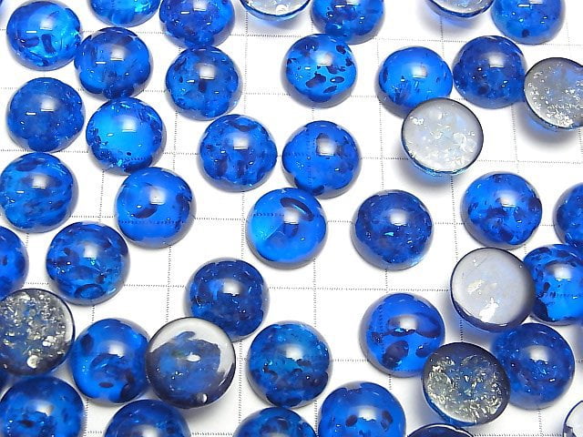 [Video] Cracked blue color Amber Round Cabochon 12x12mm NO.2 2pcs