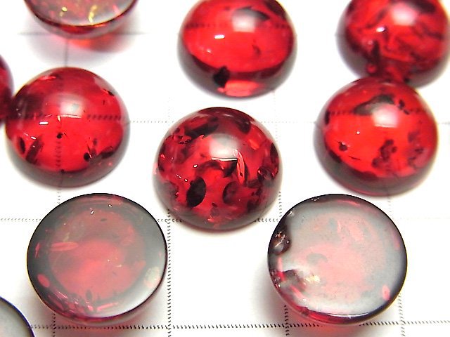 [Video] Cracked red color Amber Round Cabochon 12x12mm NO.2 2pcs