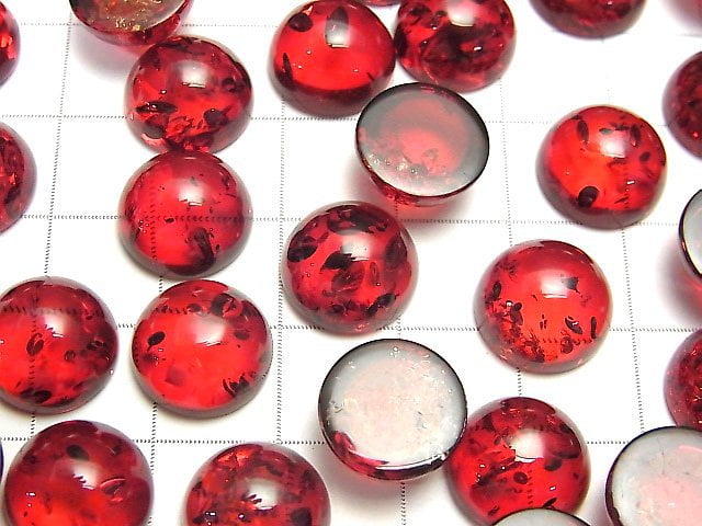 [Video] Cracked red color Amber Round Cabochon 12x12mm NO.2 2pcs