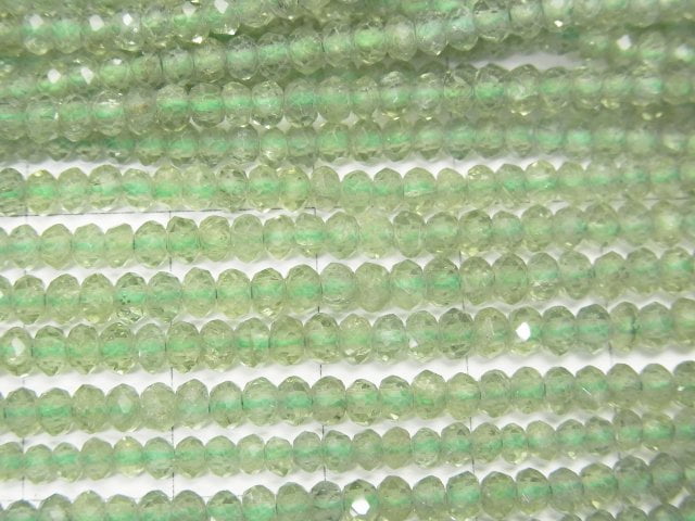 [Video] High Quality! Green Apatite AA++ Faceted Button Roundel 3x3x2mm 1strand beads (aprx.15inch / 38cm)