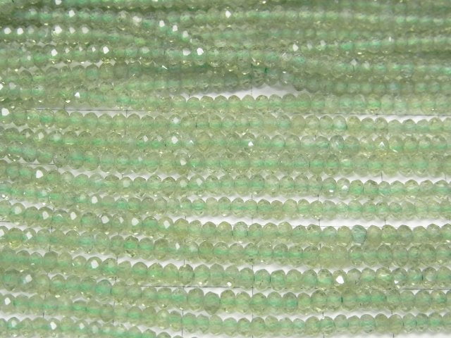 [Video] High Quality! Green Apatite AA++ Faceted Button Rondelle 3x3x2mm 1strand beads (aprx.15inch / 38cm)