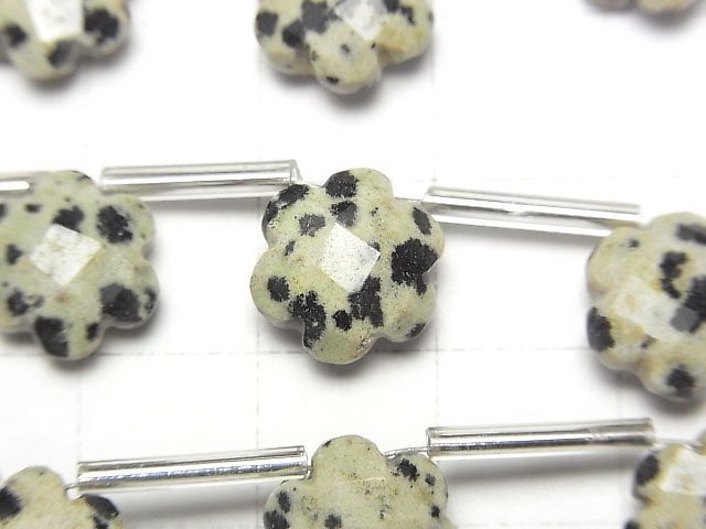 [Video] Dalmatian Jasper Flower (Faceted) 11x10x5mm 1strand (9pcs)