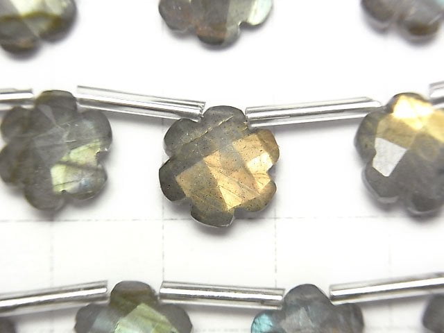 [Video] Labradorite AA++ Flower (Faceted) 11x10x5mm 1strand (9pcs)