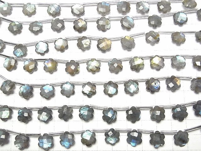 [Video] Labradorite AA++ Flower (Faceted) 11x10x5mm 1strand (9pcs)