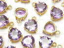 [Video] High Quality Amethyst AAA Bezel Setting Chestnut Faceted 8x8mm 18KGP 2pcs