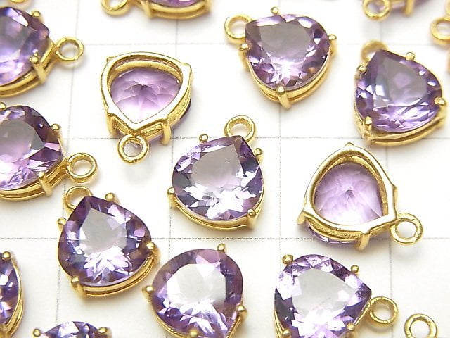 [Video] High Quality Amethyst AAA Bezel Setting Chestnut Faceted 8x8mm 18KGP 2pcs