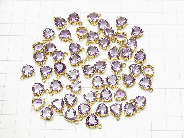 [Video] High Quality Amethyst AAA Bezel Setting Chestnut Faceted 8x8mm 18KGP 2pcs