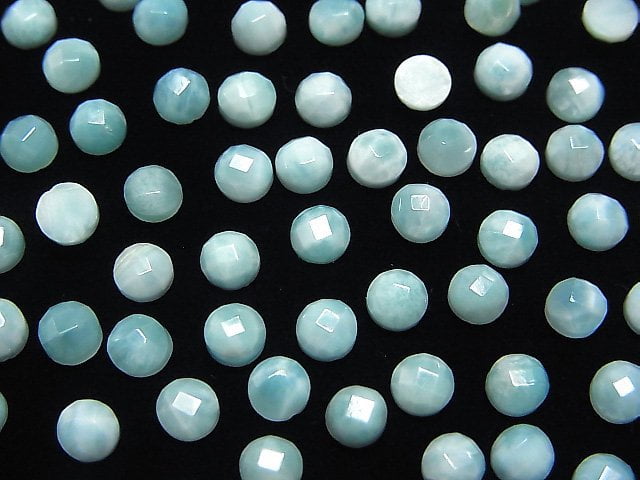 [Video] Larimar Pectolite AA++ Round Faceted Cabochon 4x4mm 5pcs