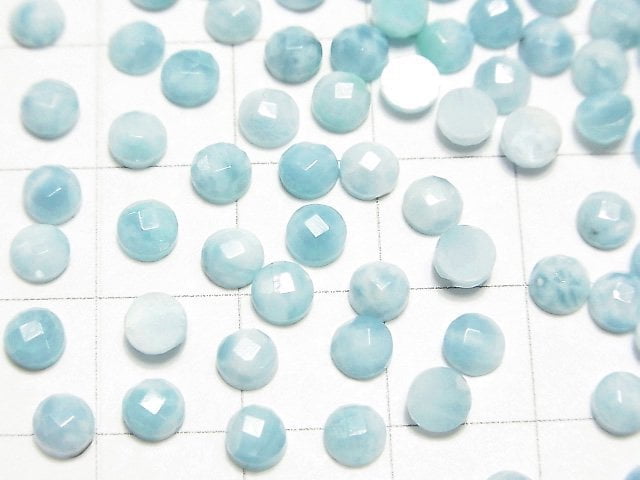 [Video] Larimar Pectolite AA++ Round Faceted Cabochon 4x4mm 5pcs