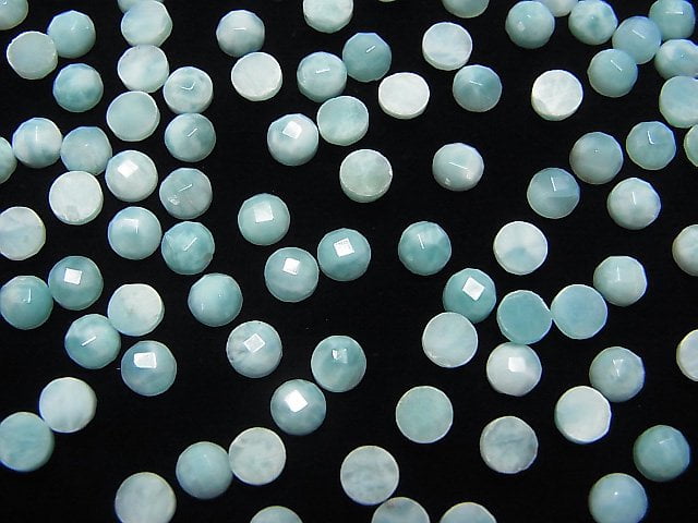 [Video] Larimar Pectolite AA++ Round Faceted Cabochon 4x4mm 5pcs