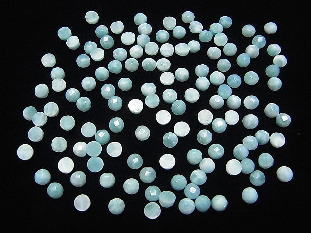 [Video] Larimar Pectolite AA++ Round Faceted Cabochon 4x4mm 5pcs