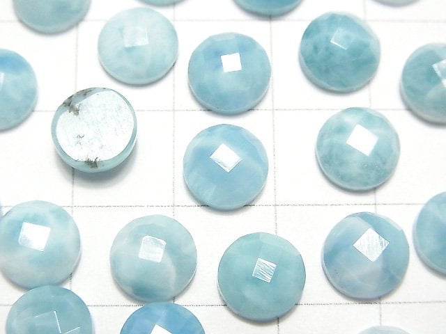 [Video] Larimar Pectolite AA++ Round Faceted Cabochon 8x8mm 2pcs