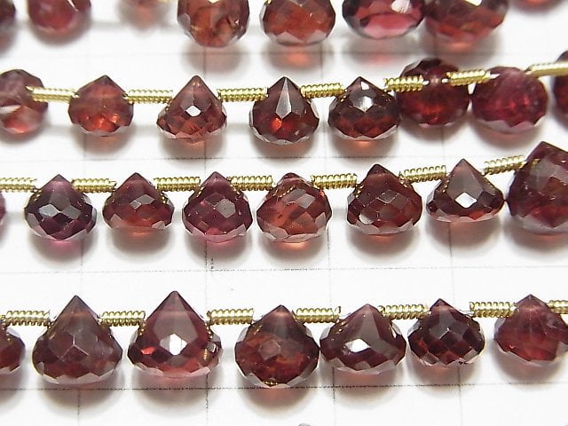 [Video] High Quality Mozambique Garnet AAA Onion Faceted Briolette 1strand beads (aprx.7inch / 19cm)