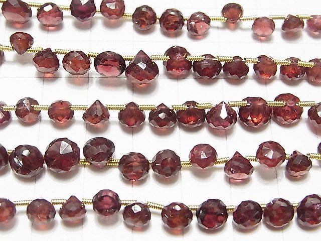 [Video] High Quality Mozambique Garnet AAA Onion Faceted Briolette 1strand beads (aprx.7inch / 19cm)