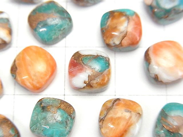 [Video] Oyster Copper Turquoise AAA Square Cabochon 8x8mm 3pcs