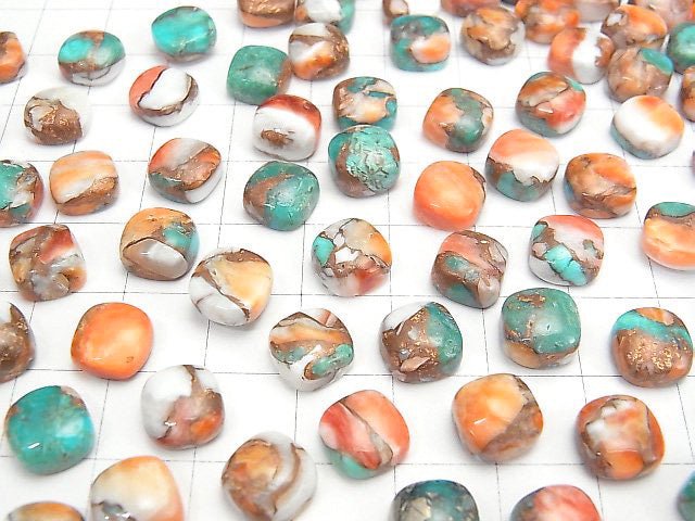 [Video] Oyster Copper Turquoise AAA Square Cabochon 8x8mm 3pcs