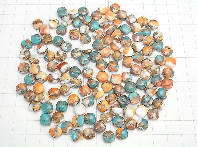 [Video] Oyster Copper Turquoise AAA Square Cabochon 8x8mm 3pcs