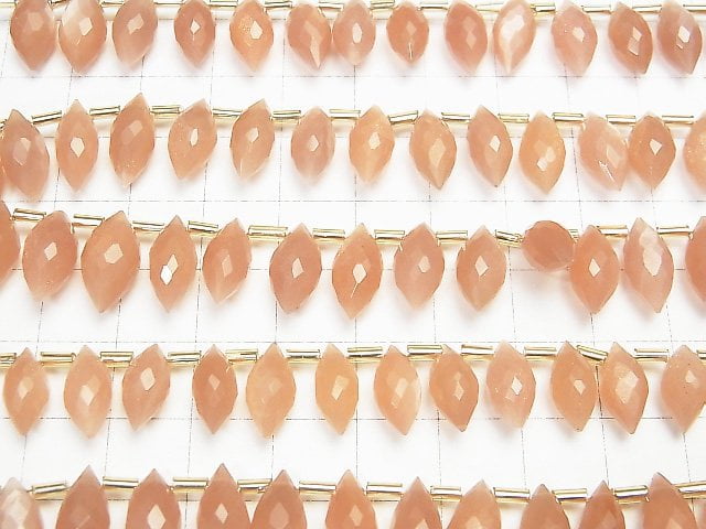 [Video] High Quality Orange Moonstone AAA Marquise Rice Faceted Briolette half or 1strand beads (aprx.5inch / 13cm)