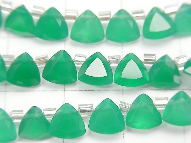 [Video] High Quality Green Onyx AAA Triangle Faceted 6x6mm 1strand (28pcs)