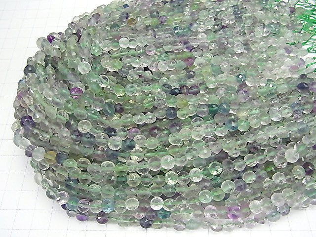 [Video] High Quality! Multi color Fluorite AA++ Onion Faceted Briolette 6x6x6mm half or 1strand beads (aprx.15inch/36cm)