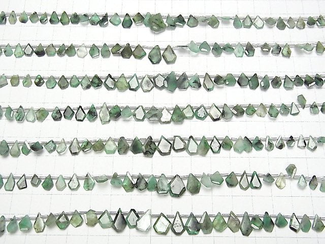 [Video] Brazil Emerald AA Rough Slice Faceted 1strand beads (aprx.7inch/18cm)