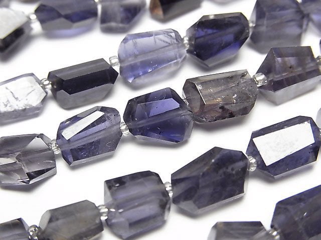 [Video]High Quality Iolite AA++ Faceted Nugget 1strand beads (aprx.5inch/12cm)