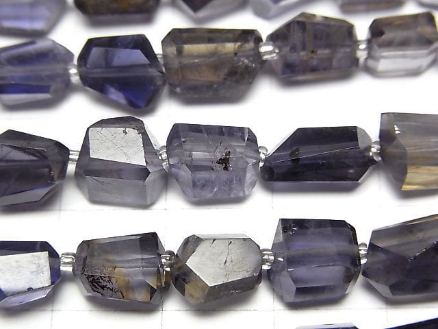 [Video]High Quality Iolite AA++ Faceted Nugget 1strand beads (aprx.5inch/12cm)