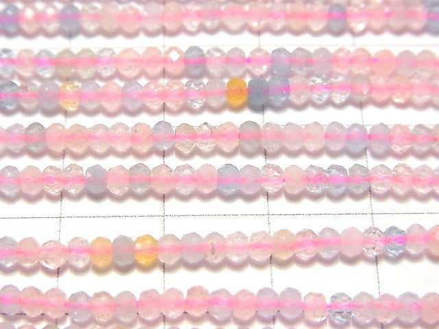 [Video] High Quality! Beryl Mix (Multicolor Aquamarine) AA+ Faceted Button Rondelle 3x3x2mm 1strand beads (aprx.15inch / 37cm)