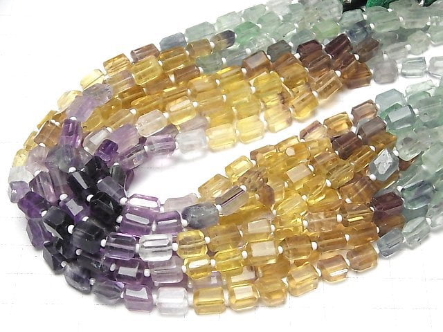 [Video] Multi-color Fluorite AA++ Faceted Nugget 1strand beads (aprx.12inch/30cm)