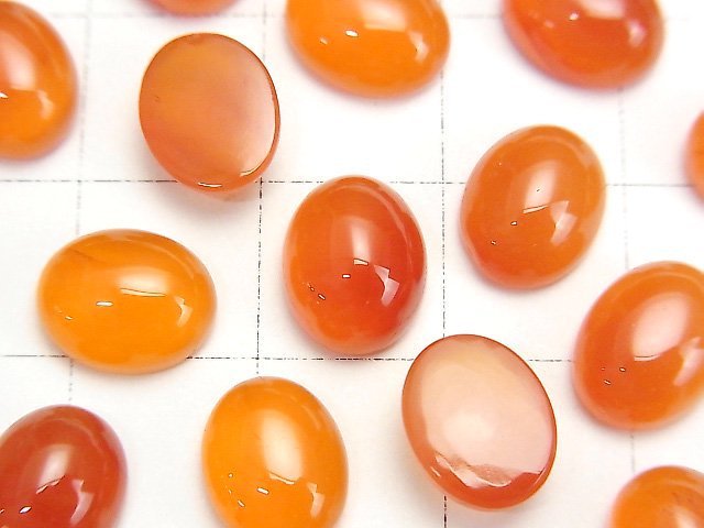 [Video]High Quality Carnelian AAA Oval Cabochon 10x8mm 4pcs