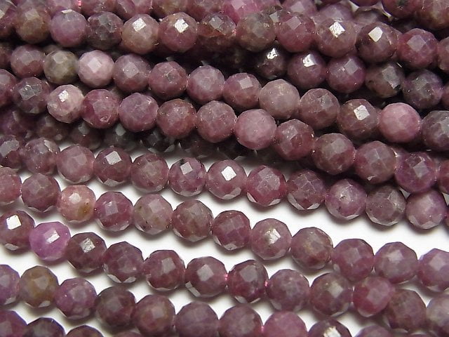 Faceted Round, Ruby Gemstone Beads