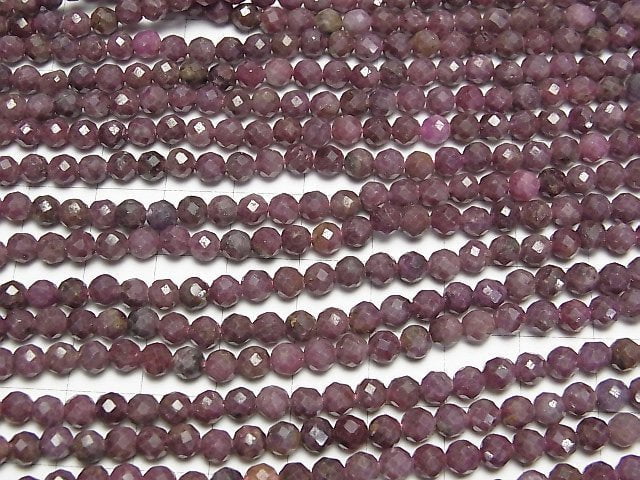 [Video] High Quality! Ruby AA Faceted Round 4mm 1strand beads (aprx.15inch / 37cm)