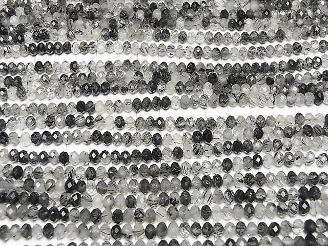[Video] High Quality! Tourmaline Quartz AA Faceted Button Rondelle 6x6x4mm Half or 1 Strand Beads (approx. 15 inches/37 cm)