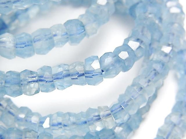[Video]High Quality Aquamarine AAA Faceted Nugget Bracelet