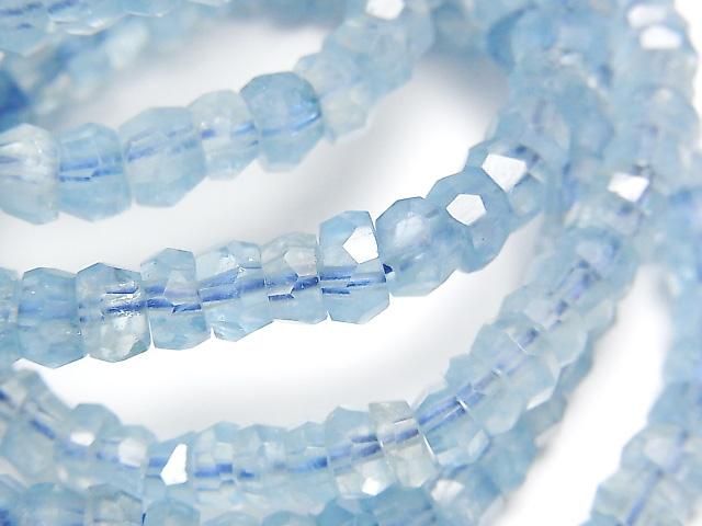 [Video]High Quality Aquamarine AAA Faceted Nugget Bracelet