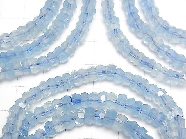 [Video]High Quality Aquamarine AAA Faceted Nugget Bracelet