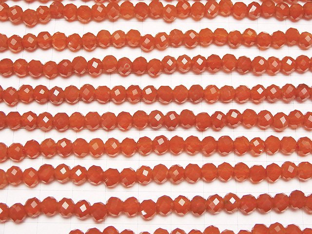 [Video] High Quality! Red Agate AAA 64Faceted Round 6mm [2mm hole] 1strand beads (aprx.15inch / 38cm)