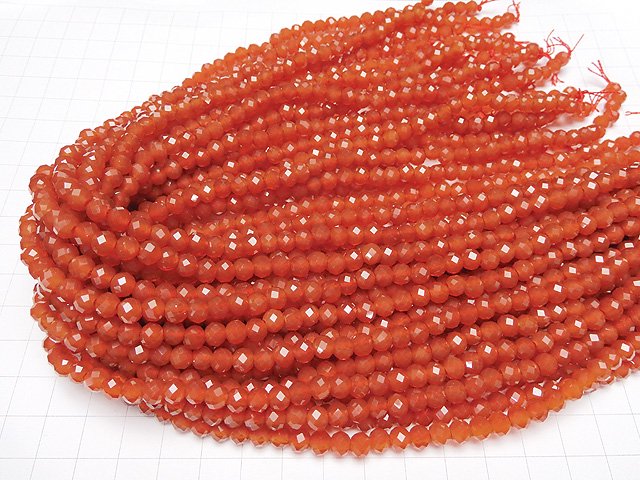 [Video] High Quality! Red Agate AAA 64Faceted Round 6mm [2mm hole] 1strand beads (aprx.15inch / 38cm)
