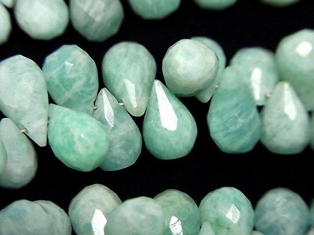 [Video] Amazonite AA+ Drop Faceted Briolette half or 1strand beads (aprx.7inch/18cm)