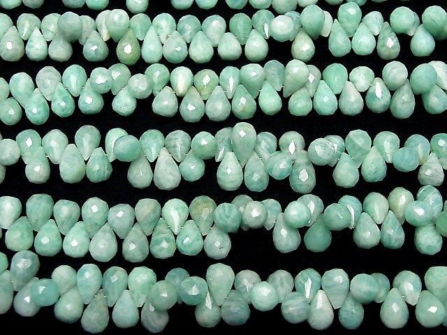 [Video] Amazonite AA+ Drop Faceted Briolette half or 1strand beads (aprx.7inch/18cm)