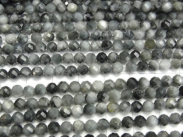 [Video] High Quality! Eagle Eye AA++ Faceted Round 4mm 1strand beads (aprx.15inch / 37cm)