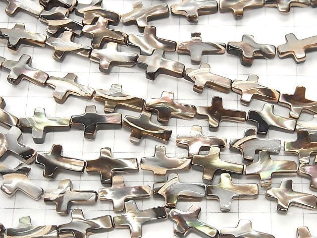 [Video] Mother of Pearl MOP Brown Cross 16x10mm 1strand beads (aprx.15inch / 37cm)