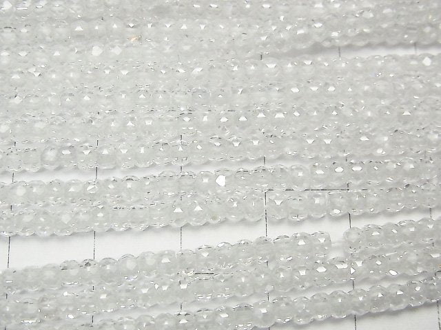 [Video] High Quality! Cubic Zirconia AAA Faceted Button Roundel 3x3x2mm [White] 1strand beads (aprx.15inch / 36cm)