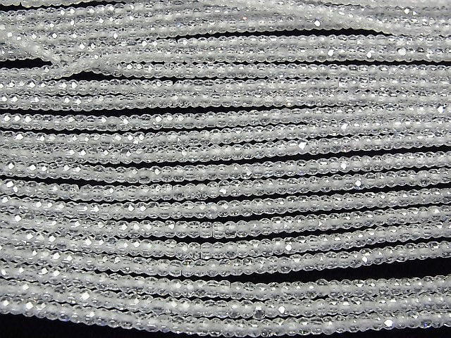 [Video] High Quality! Cubic Zirconia AAA Faceted Button Rondelle 3x3x2mm [White] 1strand beads (aprx.15inch / 36cm)