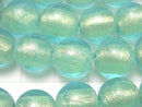 [Video] Lampwork Beads Round 12mm [Gold Powder x Blue] 1strand beads (aprx.8inch/20cm)