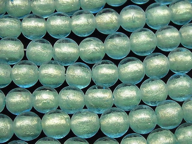 [Video] Lampwork Beads Round 12mm [Gold Powder x Blue] 1strand beads (aprx.8inch/20cm)
