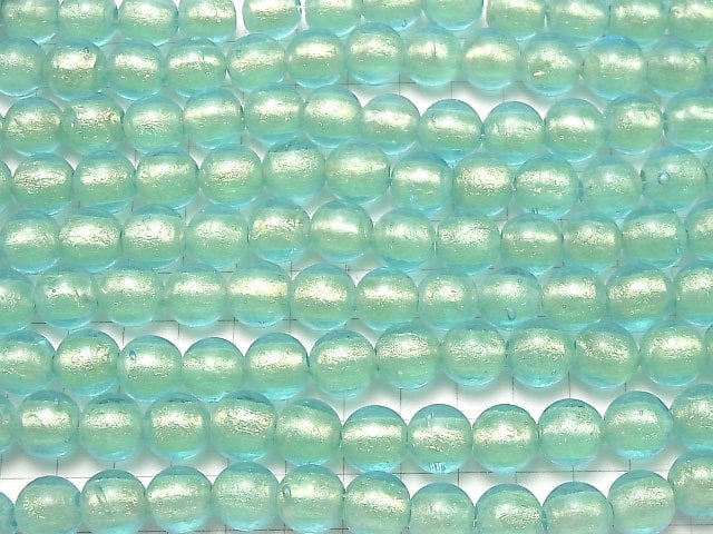 [Video] Lampwork Beads Round 12mm [Gold Powder x Blue] 1strand beads (aprx.8inch/20cm)
