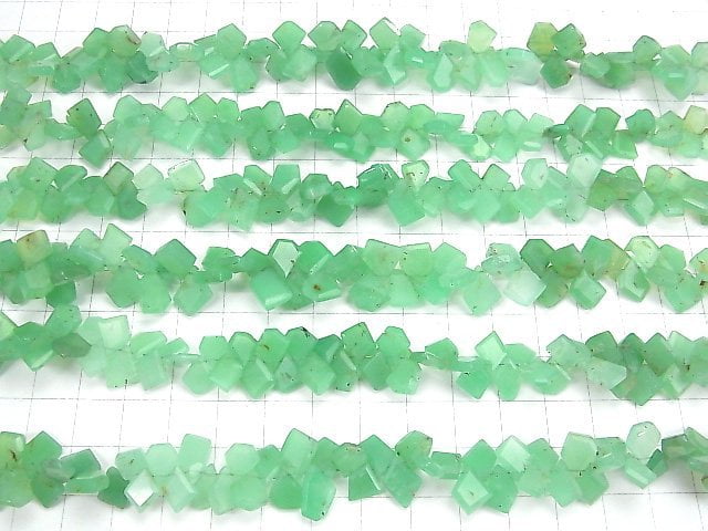 [Video] Chrysoprase AA+ Rough Slice Faceted half or 1strand beads (aprx.7inch / 18cm)