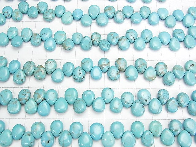 [Video] Magnesite Turquoise Pear shape 10x8x4mm 1strand beads (aprx.9inch / 22cm)