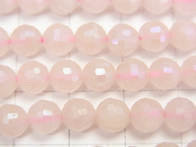 [Video] High Quality! Flash, Rose Quartz 128Faceted Round 6mm 1strand beads (aprx.15inch / 38cm)